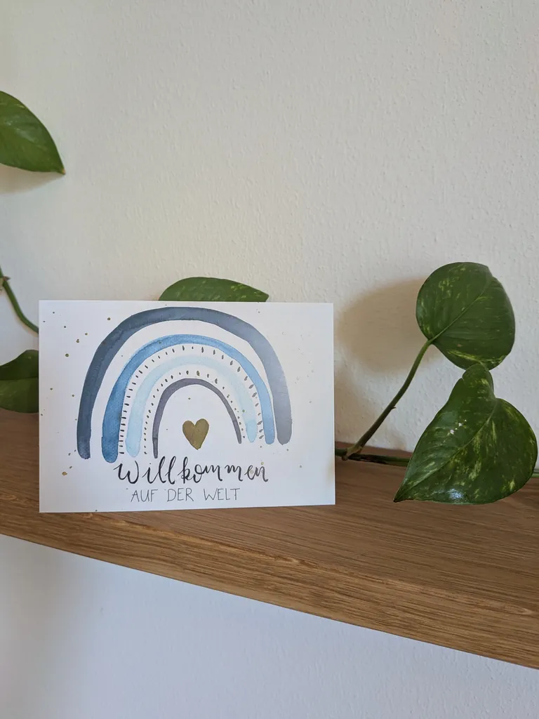 Willkommen auf der Welt – Regenbogen blau